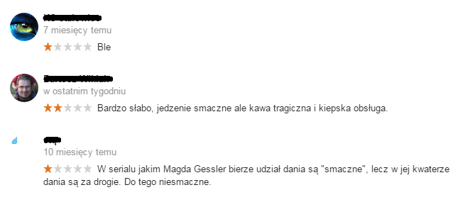 negatywne komentarze