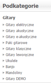 spis podkategorii
