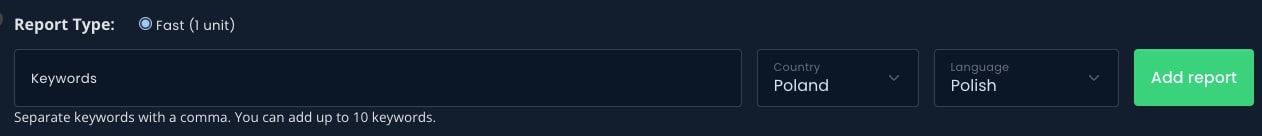 proste tworzenie raportu w semstorm keywords