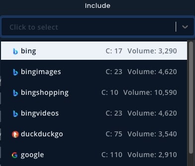 źródła danych w semstorm keywords